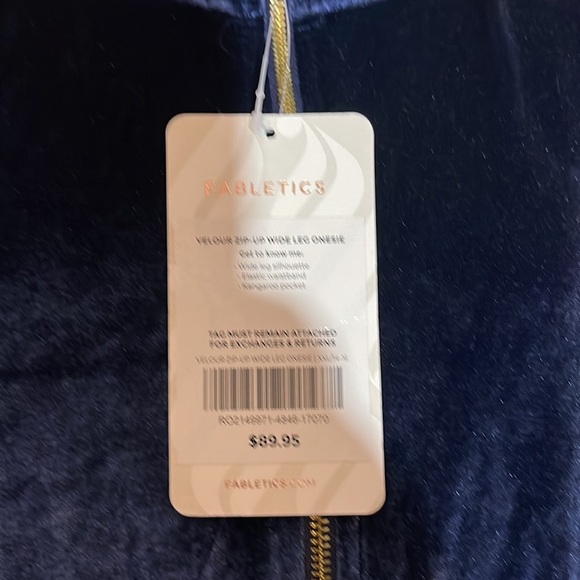 Fabletics Velour Wide Leg Zip Up Onesie Jumpsuit in Deep Navy New With Tags XXL - Picture 14 of 15